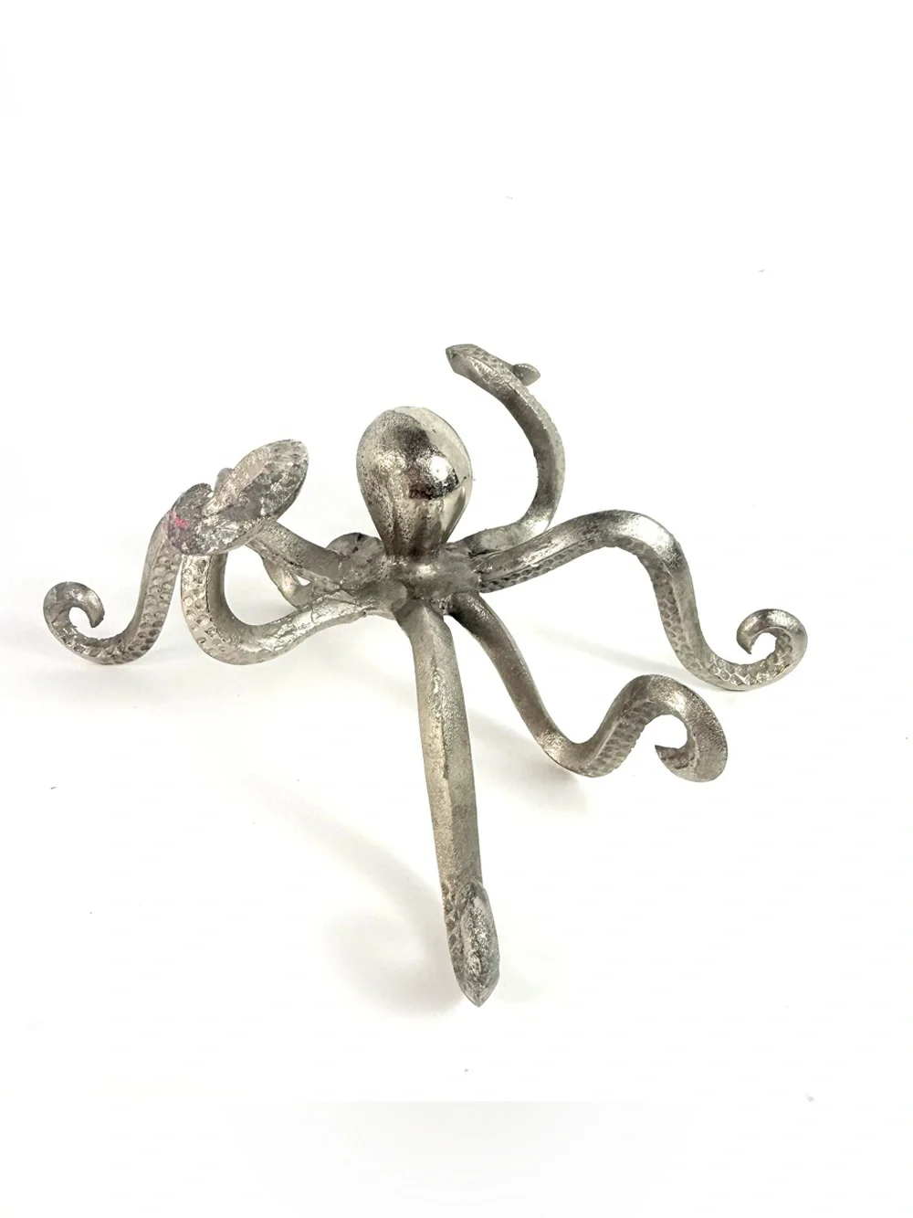 Vintage Octopus Pewter Finish Shelf Decor Coastal Nautical Statue Metal Design